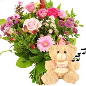 Verjaardags boeket + happy birthday knuffel